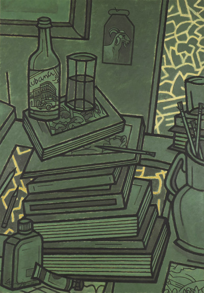 Juan Calonje | Bodegón con botella y vaso