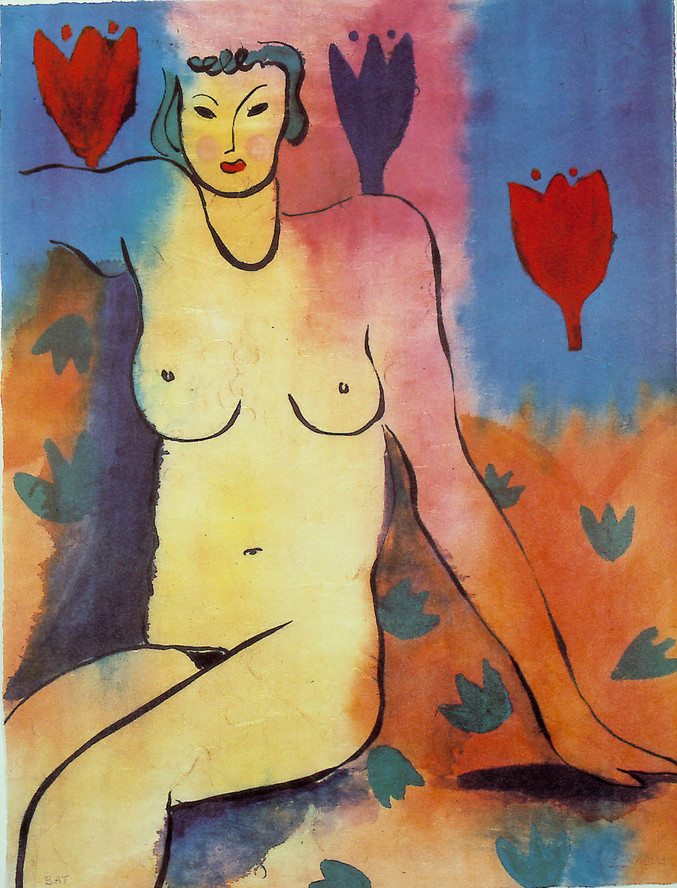 Marcel Villier | Mujer con tulipanes