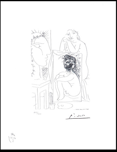 Pablo Picasso | 151 Modèle accoudé sur un tableau