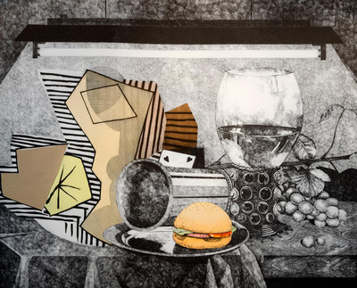 Fernando Bellver | Bodegón con dos copas de más, Serie Bodegones