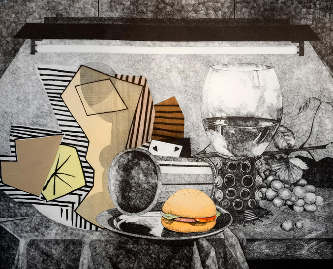 Fernando Bellver | Bodegón con dos copas de más, Serie Bodegones